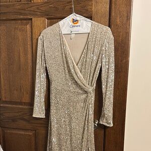H&M Shimmering Long Sleeve Dress - Silver